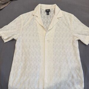 Lace Detail Short Sleeve Men's Shirt